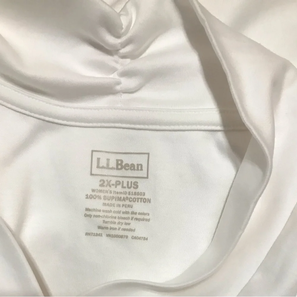 L.L. Bean Size 2X 22/24 Top Shirt Blouse White Tunic - Picture 5 of 5